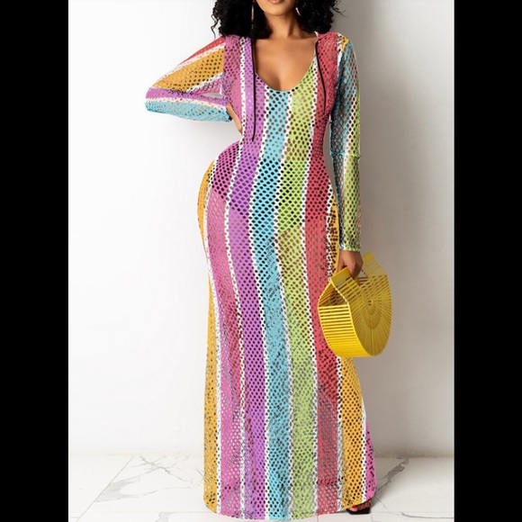 HP Color block fishnet design hooded - Picture 2 of 3